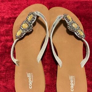 Women's Silver and Gold Sandals size 9 worn once capelli brand